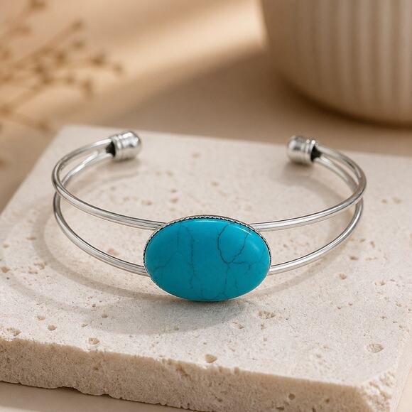 Jewelry - The Dakota Turquoise Cuff – Western Split-Shank Silver Statement Bracelet